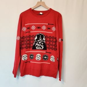 Star Wars Men's Christmas Darth Vader Fair Isle Sweatshirt Red